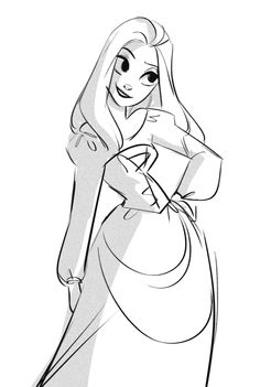 the princess from disney's sleeping beauty is shown in this black and white drawing