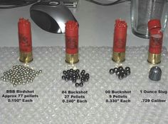 shot gun Shell Types, Camping Stuff, Shooting Targets, Shotgun Shell, Deer Hunting, Emergency Preparedness, Survival Skills, Tactical Gear, The Table