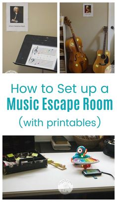 an image of how to set up a music escape room with free printables