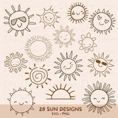 the sun designs are hand drawn and ready to be used