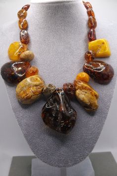 VINTAGE NATURAL BALTIC AMBER STONE MASSIVE BEAD CHUNKY NECKLACE 148gr EGG YOLK Chunky Stone Necklace, Baltic Amber Necklace, Antique Jewelry Necklace, Amber Necklace, Amber Stone, Egg Yolk, Chunky Necklace, Baltic Amber, Stone Necklace