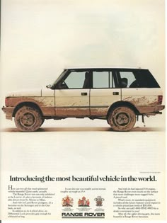 an old advertisement for the range rover car from the 1970's, showing what it looks like