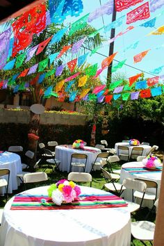 tables and chairs are set up for an event