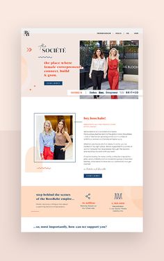 the website design is designed to look like it has an image of two women in red dresses