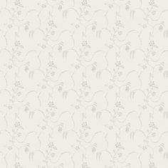 a white wallpaper with grey flowers on it