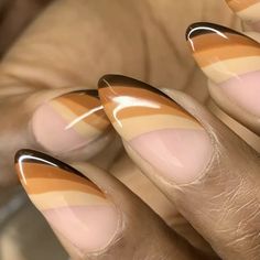 Brown Nail Art, Brown Acrylic Nails, Brown Nails Design, Makeup Hacks Beauty Secrets, French Tip Nail Designs, Tip Nails, Round Nails, Dark Nails, Diy Beauty Hacks