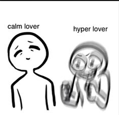 an image of a cartoon character with the caption'calm lover hyper lover '