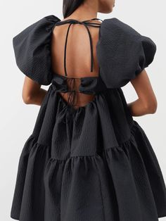 Voluminous Ruffled Summer Dress, Voluminous Ruffled Feminine Dress, Black Avant-garde Summer Dress, Gothic Cotton Dress With Ruffles, Avant-garde Black Summer Dress, Amina Muaddi Begum, Cecilie Bahnsen, Diy Sewing Clothes, Black Dresses