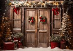 Christmas Wooden Doors Backdrop - Gatsby Backdrop Lights Backdrop, Backdrop Photoshoot, Christmas Photo Booth Backdrop, Xmas Tree Lights, Trees Lights, Door Backdrops, Photo Booth Background, Christmas Photo Booth, Light Backdrop