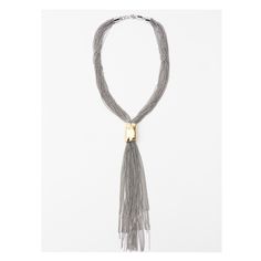 Tie-style necklace with fringe and contrasting metallic piece appliqué. Lobster clasp closure. Zara Necklace, Joggers Shoes, Cardigan Sweater Vest, Fringe Necklace, Tie Styles, Style Necklace, Dress With Cardigan, Trouser Jeans, Women Accessories Jewelry