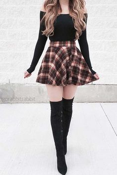 Rok Outfit, Chic Fall Outfits, Trend Fashion, White Wall, Edgy Outfits, Teen Fashion Outfits, Thigh High, Cute Casual Outfits, Cute Fashion