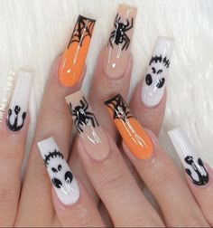 Halloween Acrylic Nails Short, Autumn Nail Ideas Acrylic, Cute October Nails, Nail Art Halloween, Halloween Nails Diy, Horror Nails, Holloween Nails, Unghie Nail Art, Halloween Acrylic Nails