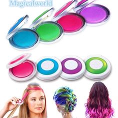 Temporary Hair Dye Diy, Diy Hair Chalk, Kids Hair Color, Salon Hair Color, Powder Dye, Temporary Hair Dye, Hair Powder, Temporary Hair Color