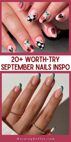 Bright September Nails, Multi Nail Designs, Summer To Fall Transition Nails Short, Late Summer Nail Designs, Summer Fall Transition Nails, Transition Nails Summer To Fall, Late Summer Early Fall Nails