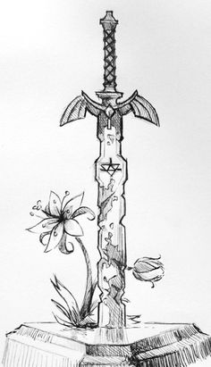 Swords Drawing Reference, Legend Of Zelda Drawing Ideas, Link Drawing Breath Of The Wild, Link And Zelda Drawing, Swords Drawing Fantasy, Link Drawing Reference, Link Sketch Legend Of Zelda, Zelda Breath Of The Wild Sketch, Link And Zelda Tattoo