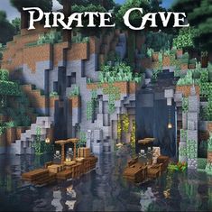 an image of a pirate cave in minecraft with the title overlaying it