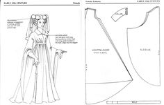 Houppelande Pattern, Historical Clothing Patterns, Medieval Dress Pattern, Theatrical Costumes, Medieval Pattern, Costume Carnaval, Costume Sewing Patterns, Costume Patterns