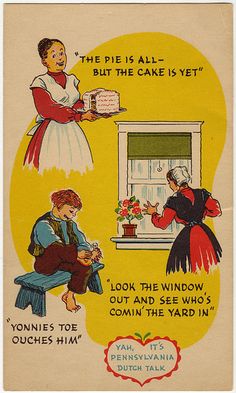 an advertisement for the pie is all but the cake is yet, with two women in aprons