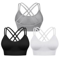 PRICES MAY VARY. UNIQUE DESIGN: This classic U-neck sports bra features a stylish cross-back strap sports bra design that gives you a sexy look. The double straps provide reliable support, while the removable push-up pads ensure customizable comfort and a natural shape. You'll fall in love at first wear! Stretch Material:You can wear this Medium-High support sports bra all day long. The 4-way super stretch and removable pads provide full coverage for your breasts. The criss cross sports bras design in the back adds extra style and back support. The moisture-wicking fabric offers excellent ventilation, keeping you comfortable and cool,so you can focus on your workout. Removable Pads: Our 4-way super stretch sports bra combined with removable pads is perfect for lifting, sculpting, and provi Bra Design, Back Yoga, Sports Bra Design, Yoga Bra, Women's Sports, Back Support, U Neck, Padded Bras, Sports Bras