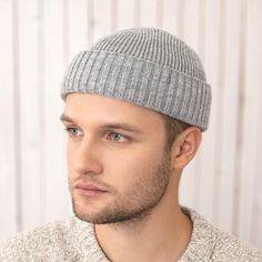 "View our stunning short fisherman beanie hat collection that will add an a fashionable element in your daily life. Click to shop now! Perfect short fisherman beanie hat from premium yarn. The hat stretches perfectly, does not put pressure on the forehead, after use takes its original shape. Knitting high density from high quality thin yarn. Season: Autumn Winter Spring Style: classic knit cropped hat Composition of yarn: blend wool and acrylic Hat: one size from 7 to 7 3/8 US size - 22 \"- 23.8 Crochet Spring Hat, Mens Beanies, Fisherman Beanie, Birthday Gifts For Him, Boyfriend Best Friend, Spring Hats, Men's Beanies, Bonnet Crochet, Hat Wool