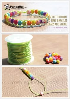 the instructions for how to make beaded bracelets with beads and string on it