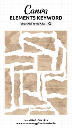 a poster with torn paper and the words canna elements keyword