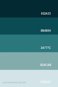 the shades of blue and green are shown in this color palette