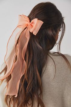 Lady Bow | Free People Organza Hair Bow, Coquette Hair, Bow Hairstyles, Classic Hair, Bridesmaids Hair, Hair Diy, Concert Fits