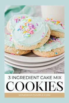 three ingredient cake mix cookies with frosting and sprinkles