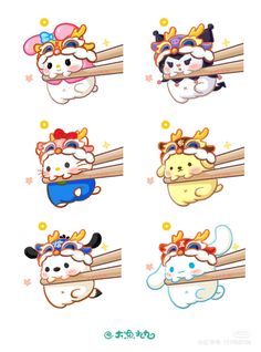 four different kinds of cartoon character stickers