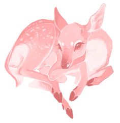 a drawing of a deer laying down on the ground with it's eyes closed