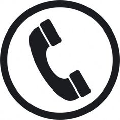 a black and white icon of a phone in a circle with the letter c on it