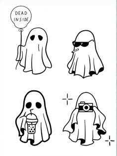 three ghost pictures with one holding a camera and the other wearing sunglasses, while another has a