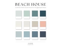 the beach house color palette is shown in various shades