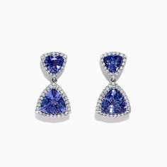 Effy Tanzanite Royale 14K White Gold Tanzanite & Diamond Earrings, 3.97 TCW Luxury Tanzanite Wedding Earrings, Tanzanite Diamond Earrings, Exotic Jewelry, Tanzanite Diamond, Effy Jewelry, White Stone, Luxury Items, Round Diamonds, Gold Metal