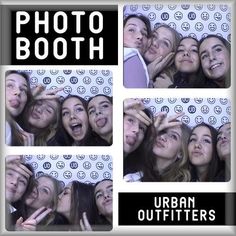 a group of people posing for a photo booth with the caption urban outfitters