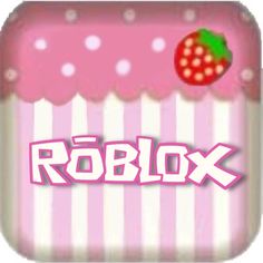 the word roblox is displayed in front of a pink and white striped background