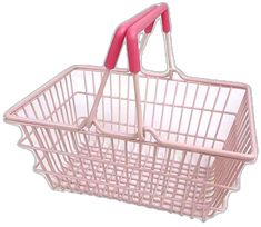 a pink shopping basket with two handles