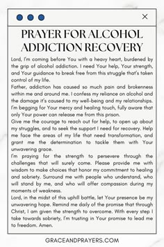 the prayer for alcohol recovery on marble