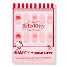 Hello Kitty Press-On Nails - AN HELLO KITTY HELLO KITTYBenefitsLength: ShortShape: OvalFinish: Glossy, VelvetOpacity: Semi-TransparentThickness: 0.6mmReusable, each wear lasts up to 2 weeksWaterproofCustomizableFeatures30 Nails in 15 Inclusive SizesNail Glue (0.07 oz)Double-Sided Nail FileCuticle StickAlcohol Pad - Hello Kitty Press-On Nails Really Short Nails, Hello Kitty Nails Art, Kitty Nail, Kitty Nails, Hello Kitty Videos, Long Nail Designs, Accent Nail, Hello Kitty Nails, Basic Nails