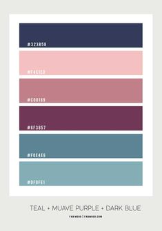 the color scheme for teal, mauve purple and dark blue