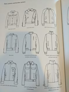 an open book showing different types of jackets