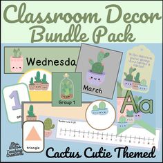 classroom decor bundle pack with cactus theme