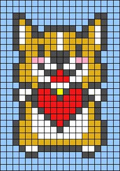 a cross - stitch pattern with a cat's face in the middle, on a blue background