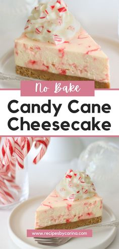 no bake candy cane cheesecake on a plate