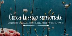 a hand is reaching for some flowers in front of a blue background with the words cera essico sensorale