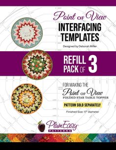 the front cover of point of view for quilting templates refill pack 3