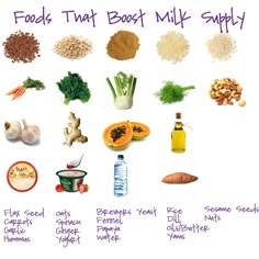 an image of foods that are good for milk supply