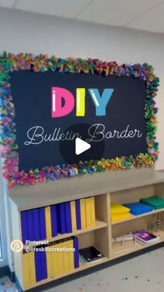 the diy bulletin board is decorated with colorful confetti