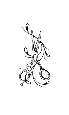 a black and white drawing of scissors